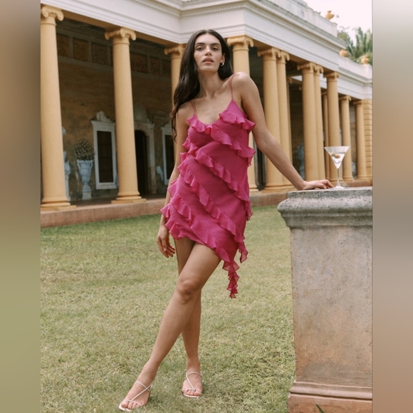 NWT All-Over Ruffle Mini Dress Size Large in Pink by Abercrombie & Fitch - Picture 8 of 8